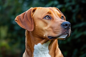 Poster - Close-up photo of a dog's face with a blurry background