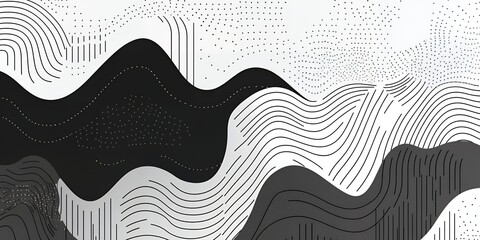 Poster - Abstract Black and White Wavy Lines Pattern Design Background Texture