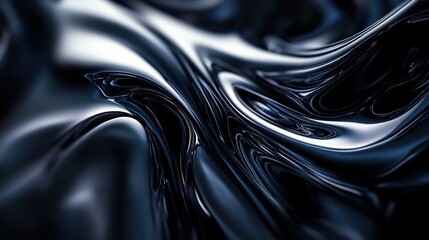 Poster - abstract swirling black and silver fluid texture, creating a sense of depth and movement