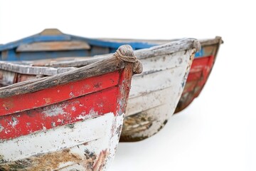 Aufkleber - Winter scene with two boats resting on snowy terrain, ideal for editorial use