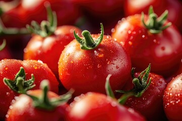 Aufkleber - Fresh and ripe red tomatoes captured in a close-up shot, great for food or still life photography