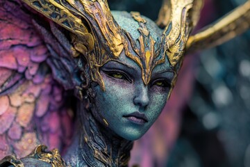 Poster - Close-up view of an angel's face from a statue, suitable for use in religious or inspirational contexts