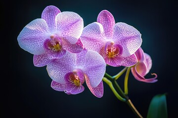 Aufkleber - A close-up view of two purple flowers growing together on a stem
