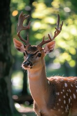 Sticker - A close-up shot of a deer with impressive antlers on its head