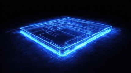Poster - Abstract blueprint of a digital circuit board
