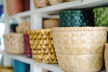 Aufkleber - Aisle display of various baskets in a store