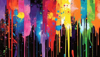 Poster - Vibrant Colorful Abstract Paint Splatter Background