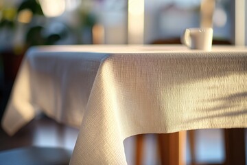 Poster - Simple white table setting with a clean tablecloth