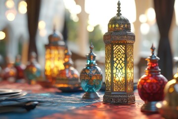 Poster - A close-up view of a table covered in many candles, ideal for use in photography or as a decoration
