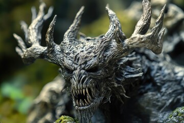 Aufkleber - A detailed image of a deer statue from the side, with intricate details and texture