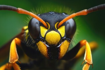 Poster - A close up view of a wasp's face, great for magnifying details or highlighting insects in educational content