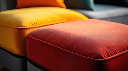 Aufkleber - Close-up of a comfortable couch with plush pillows, great for interior design or furniture product photography