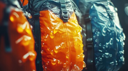 Poster - A close-up shot of a bag of water on a rack, suitable for use in various contexts such as product photography or educational materials