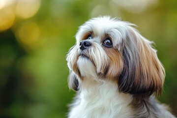 Poster - A close-up shot of a dog's face with a blurred background
