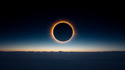 Wall Mural - a breathtaking view of a solar eclipse, showcasing the sun's corona as a bright ring around the dark