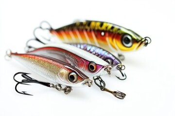 Poster - A stack of fishing lures on top of each other, great for outdoor and sport-related uses