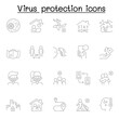 © Puckung - Set of Virus protection line icons. contains such Icons as, social distancing, mask, hand washing, stay home and more.
