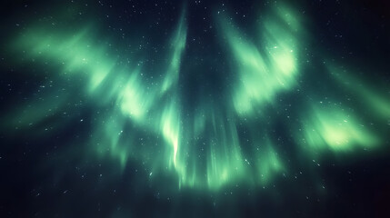 Wall Mural - Celestial Dance of Lights: A mesmerizing display of the aurora borealis illuminates the night sky, with vibrant hues of green.Capturing the ethereal beauty and raw power of nature's light show.