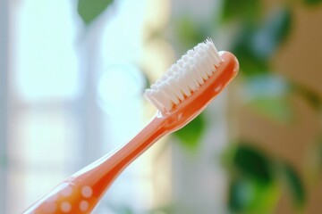 Poster - Close-up shot of a toothbrush with a blurred background