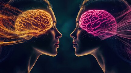 Poster - Brilliant Minds Colliding   Exploring the Cerebral Frontiers of Thought and Imagination in a Vibrant Futuristic Digital Landscape