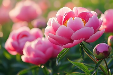 Sticker - Close-up of a pink flower growing in a natural environment