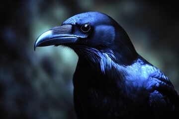 Poster - A close-up photo of a bird against a dark background, ideal for use in designs focused on wildlife or nature