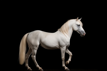 beauty white horse on black background