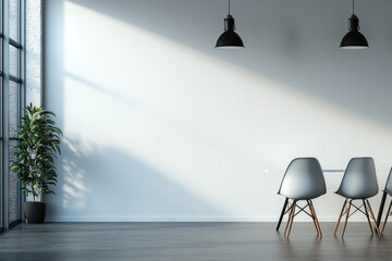 Poster - Three chairs and a table in a cozy living room setting