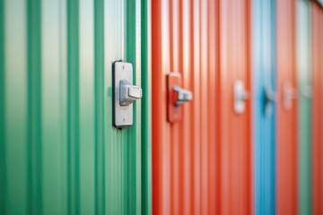 Poster - A close-up shot of a metal door on a building, perfect for use in architectural or interior design settings