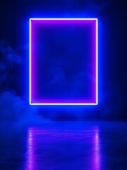 Poster - Ethereal Portal Square Framed in Light Vaporous Ambiance Modern Visual Display Purple and Blue Hues