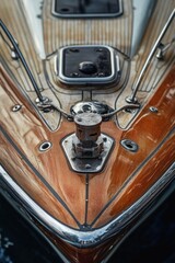 Poster - A close-up view of a boat's front deck with nautical details