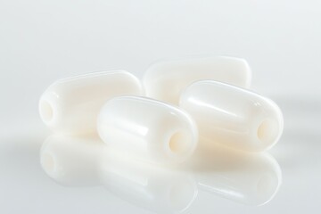 Poster - Close-up shot of white plastic beads on a white surface