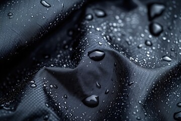 Poster - water droplets on a dark fabric, perfect for science and nature illustrations