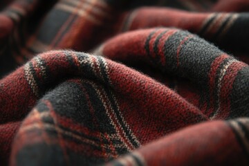 Poster - A close-up shot of a red and black plaid blanket, great for use in home decor or textiles scenes