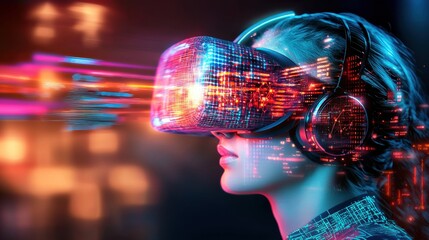 Poster - Immersive Virtual Reality Experience in Futuristic Cyberspace with Advanced Digital Technology and Augmented Reality Interface