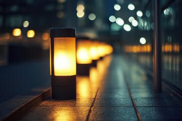 Poster - A roadside street light sitting alone on a dark road