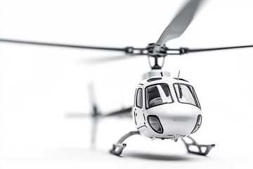 Poster - A white helicopter flying in the air, suitable for use in aviation or adventure-themed projects