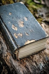 Aufkleber - A classic novel or textbook sits on a rustic wooden surface, ready for reading and learning