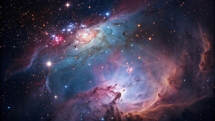 Wall Mural - Close-up of a nebula showcasing intricate details of gas and dust clouds, ideal for illustrating astronomy and space science.
