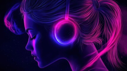 Poster - Mesmerizing digital art backdrop featuring a captivating display of neon light and color in a dark futuristic setting  The glowing iridescent patterns create a striking