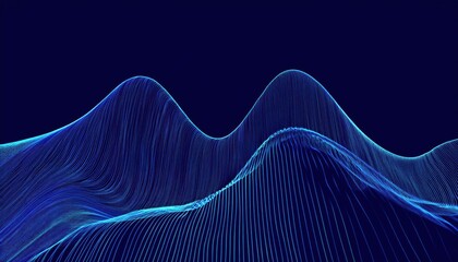 Leinwandbilder - abstract blue digital wave patterns forming fluid lines with 3d topographic effect, futuristic design for tech visuals
