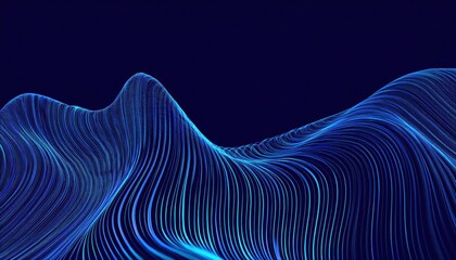 Leinwandbilder - abstract blue digital wave patterns forming fluid lines with 3d topographic effect, futuristic design for tech visuals
