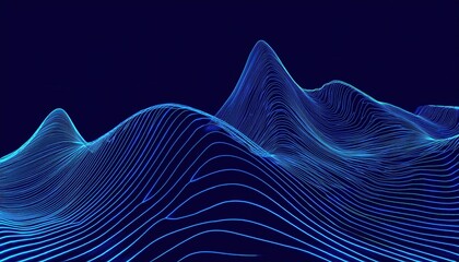 Leinwandbilder - abstract blue digital wave patterns forming fluid lines with 3d topographic effect, futuristic design for tech visuals