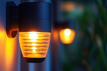 Poster - A close-up shot of a light on a wall, great for interior design or architectural use