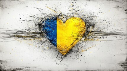 Poster - Shattered Heart A Vibrant Explosion of Passion and Creativity  This dynamic abstract image captures the fragmented yet powerful essence of love emotion and expression  The bold