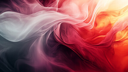 Poster - Abstract red and white swirling smoke, creating a dynamic and fluid motion, with soft blending transitions, symbolizing energy, movement, and vibrant color patterns.