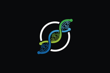 Genetic dna technology logo design vector illustration in black background