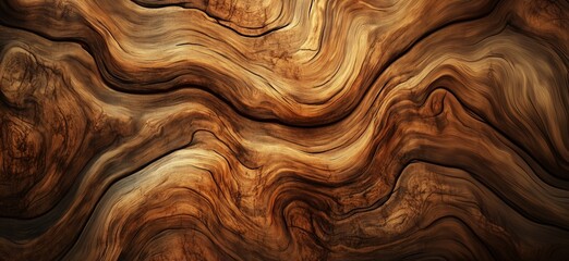 Poster - Abstract wood texture with flowing patterns and rich brown tones for design projects, copy space for text