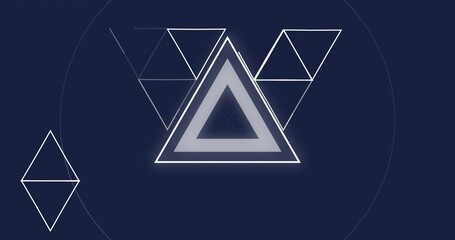 Poster - geometric shapes and glowing triangle animation on dark blue background