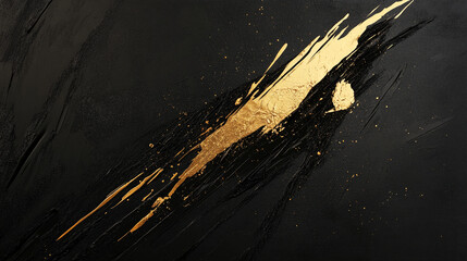 Aufkleber - A striking gold paint streak across a textured black background, symbolizing energy, luxury, and creativity with dynamic brushstrokes and splashes.